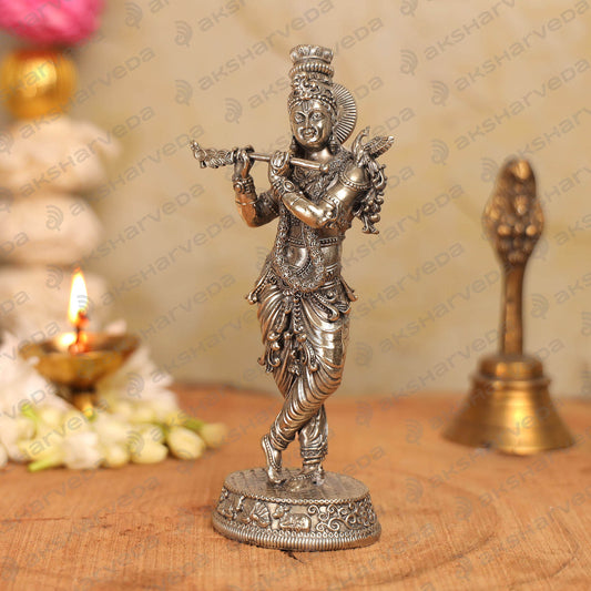 Intracately Crafted Brass Krishna Ji Murti | 5 Inches