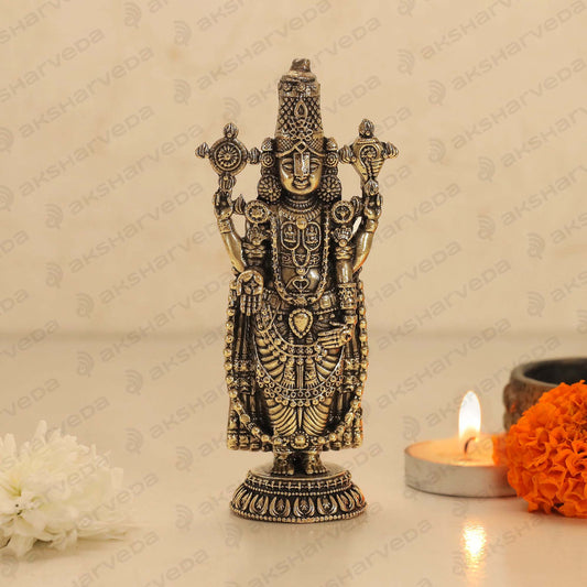 Intricately Crafted Brass Tirupati Balaji Murti | 4 Inches