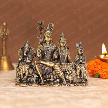 Intricately Designed Brass Shiv Parivar Murti | 3.5 Inch