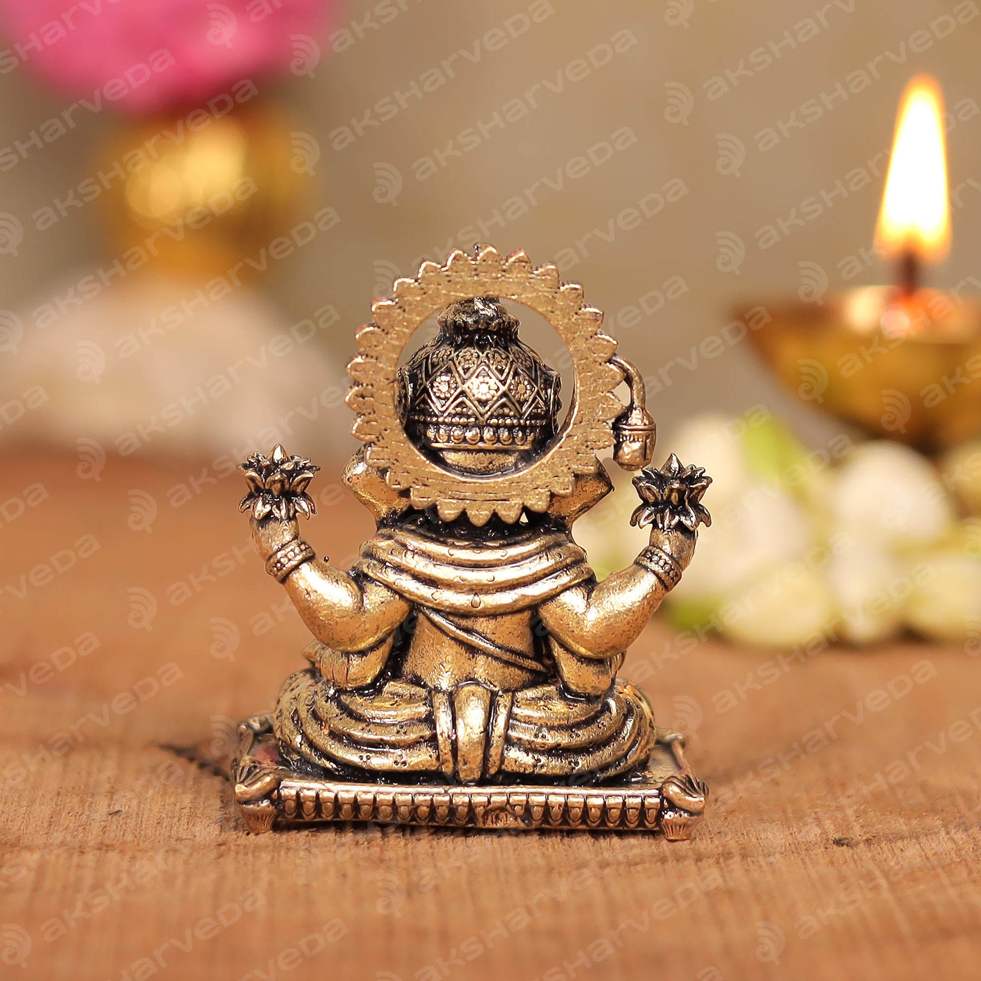 Intricate Brass Dagdusheth Ganpati Murti | 2 Inches – Aksharveda
