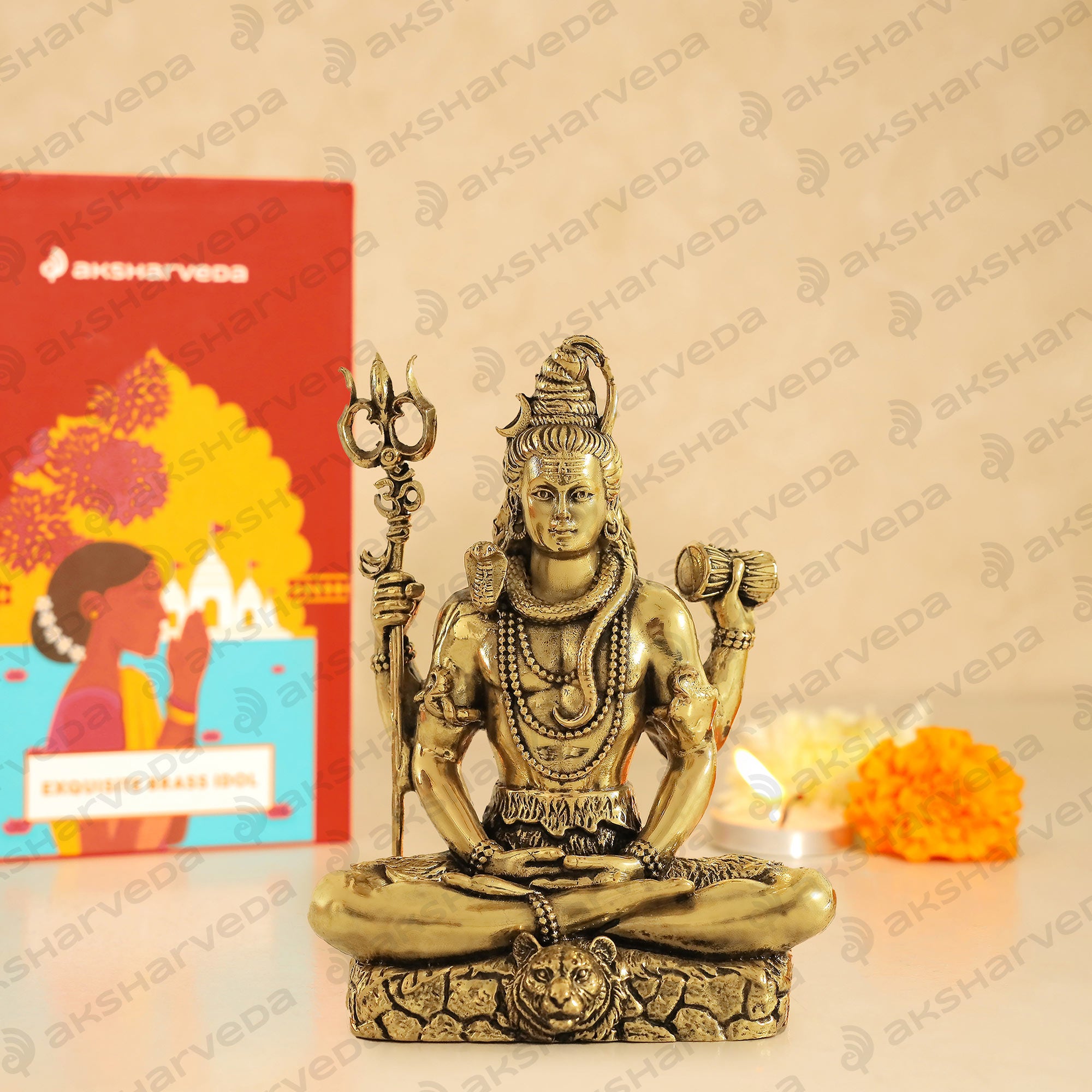 Intricately Crafted Brass Shiv Ji Murti| 4 Inches – Aksharveda